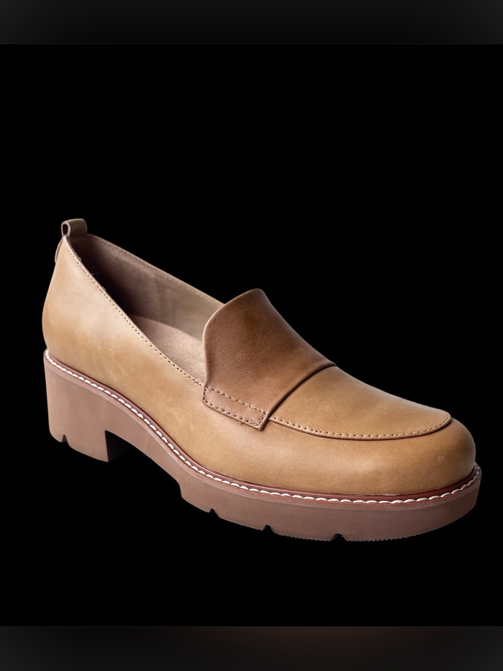 Naturalizer Darry Toffee Lug Sole Leather Loafers Size 8M EUC